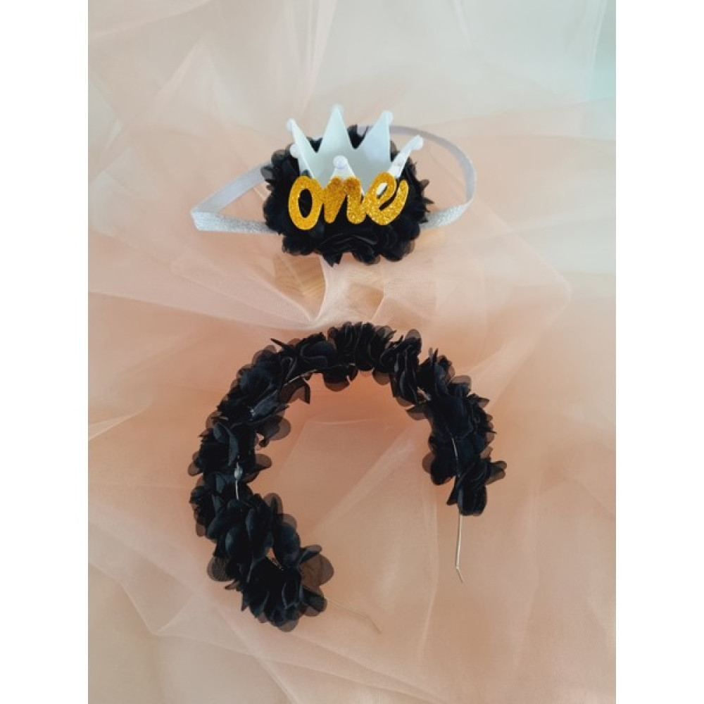 Fluffy Dreams Siyah Lazer Çiçekli 1 Yaş Doğum Günü Parti One Prenses Tacı , Anne Kız Tacı Toka, Taç & Saç Bandı Fiyatı
