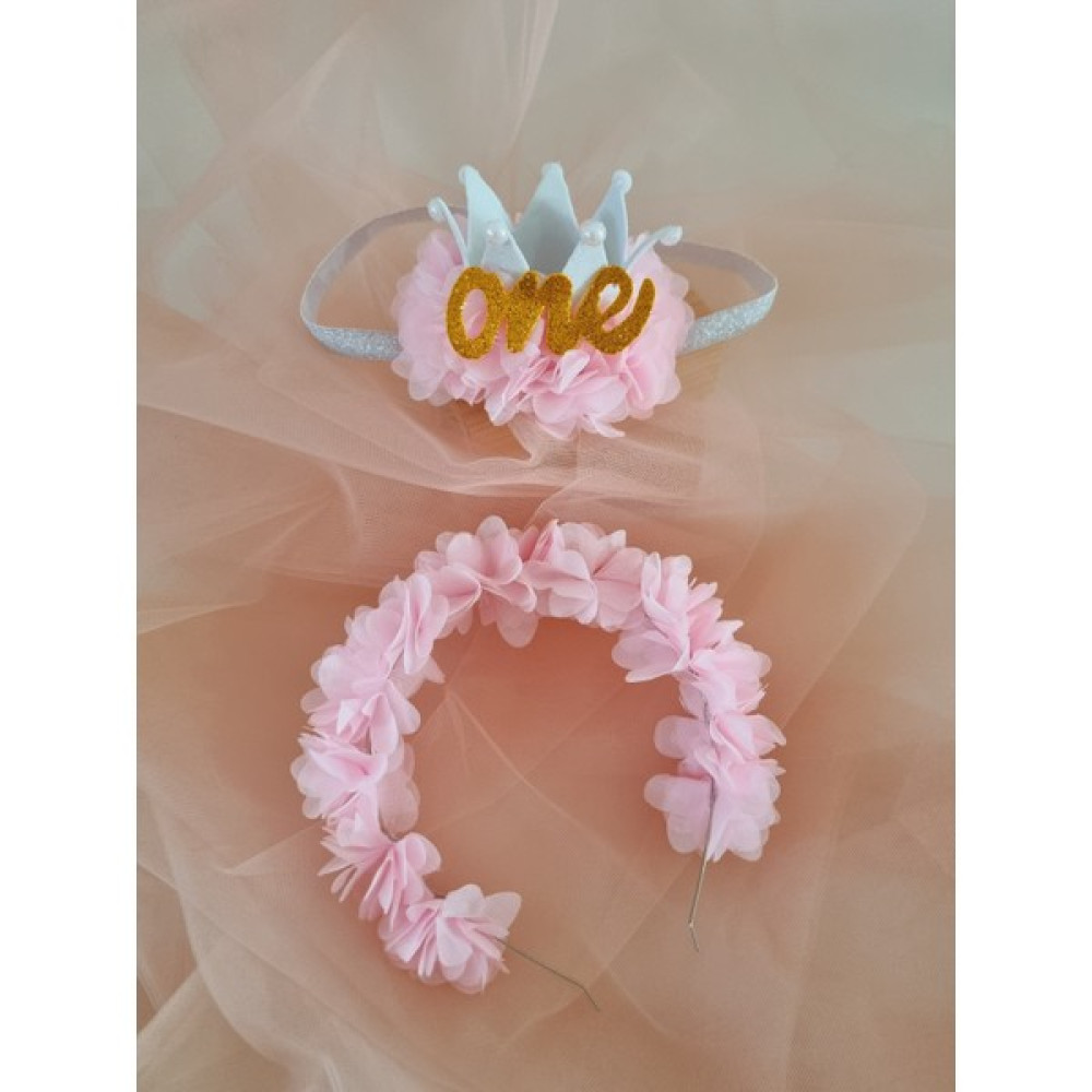 Fluffy Dreams Toz Pembe Lazer Çiçekli 1 Yaş Doğum Günü Parti One Prenses Tacı , Anne Kız Tacı Toka, Taç & Saç Bandı Fiyatı