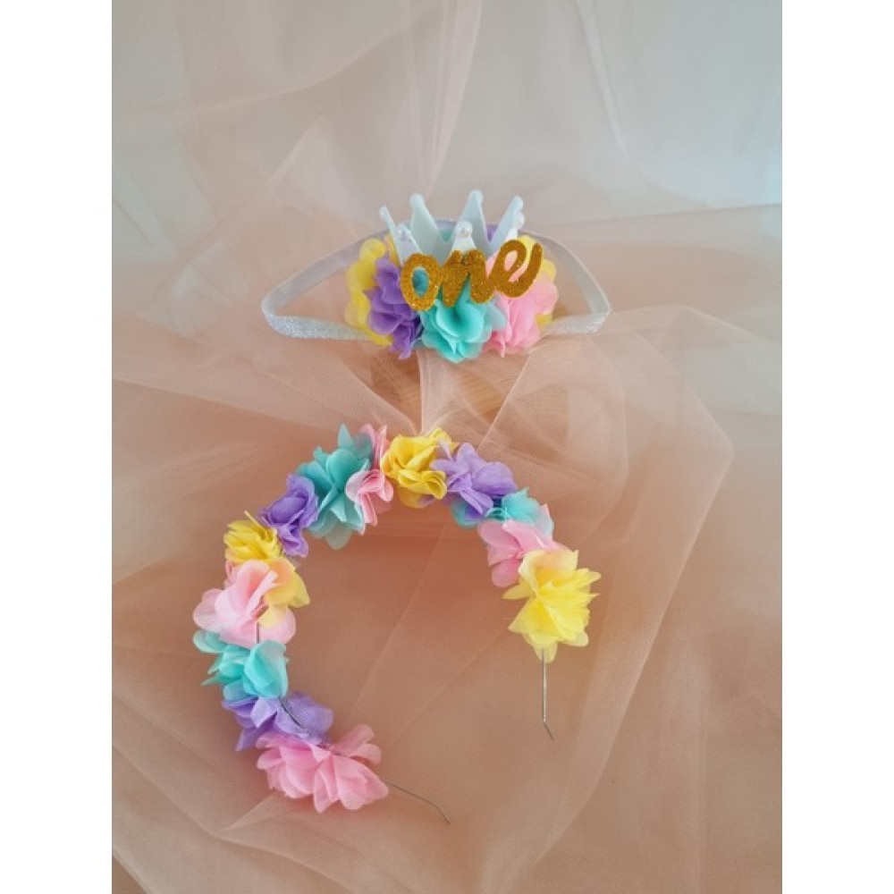 Fluffy Dreams Unicorn Renkli Lazer Çiçekli 1 Yaş Doğum Günü Parti One Prenses Tacı, Anne Kız Tacı Toka, Taç & Saç Bandı Fiyatı