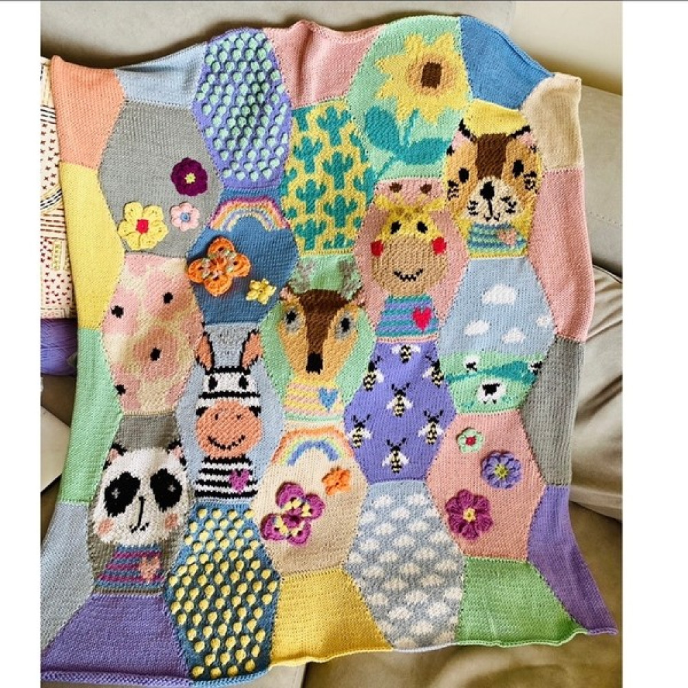 Flux Design Factory El Örgüsü Koton Patchwork Tasarım Bebek Battaniyesi - 93 x 93 cm - Renkli Bebek Battaniyesi Fiyatı
