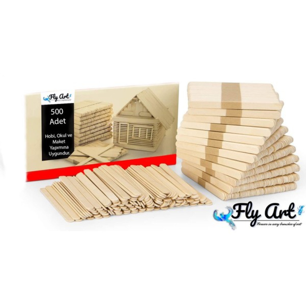 Fly Art Dil Çubuğu 500 Adet Abeslang Naturel Geniş Jumbo Maket Hobi Okul 500 Parça Dil Basma Çubuğu Dondurma Çubuğu - standart Sanatsal Malzemeler Fiyatı