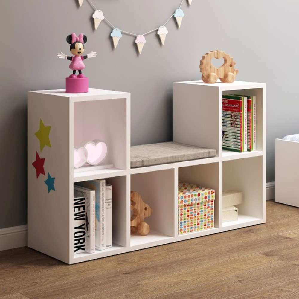 Fly Mobilya Linaza Montessori Minderli Kitaplık Kitaplık Fiyatı