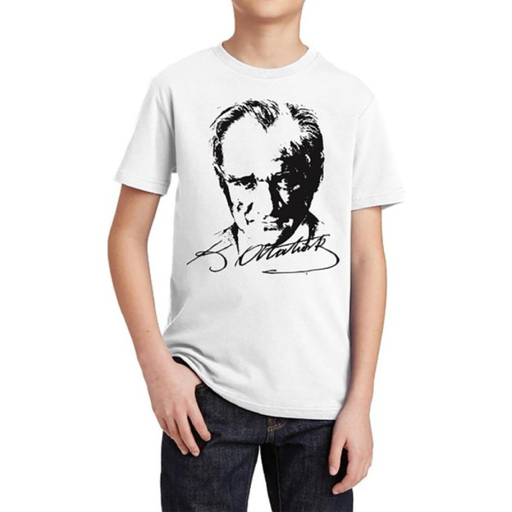 Fly Tshirt Atatürk Çocuk Kısa Kollu T-Shirt - Beyaz Erkek Çocuk Mont Fiyatı