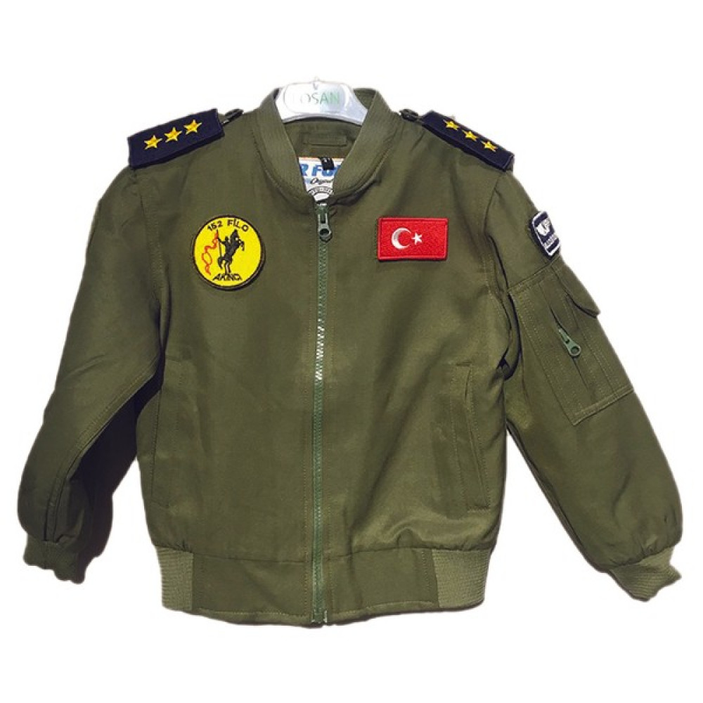 Fly Tshirt Çocuk Pilot Montu - Yeşil Erkek Çocuk Mont Fiyatı