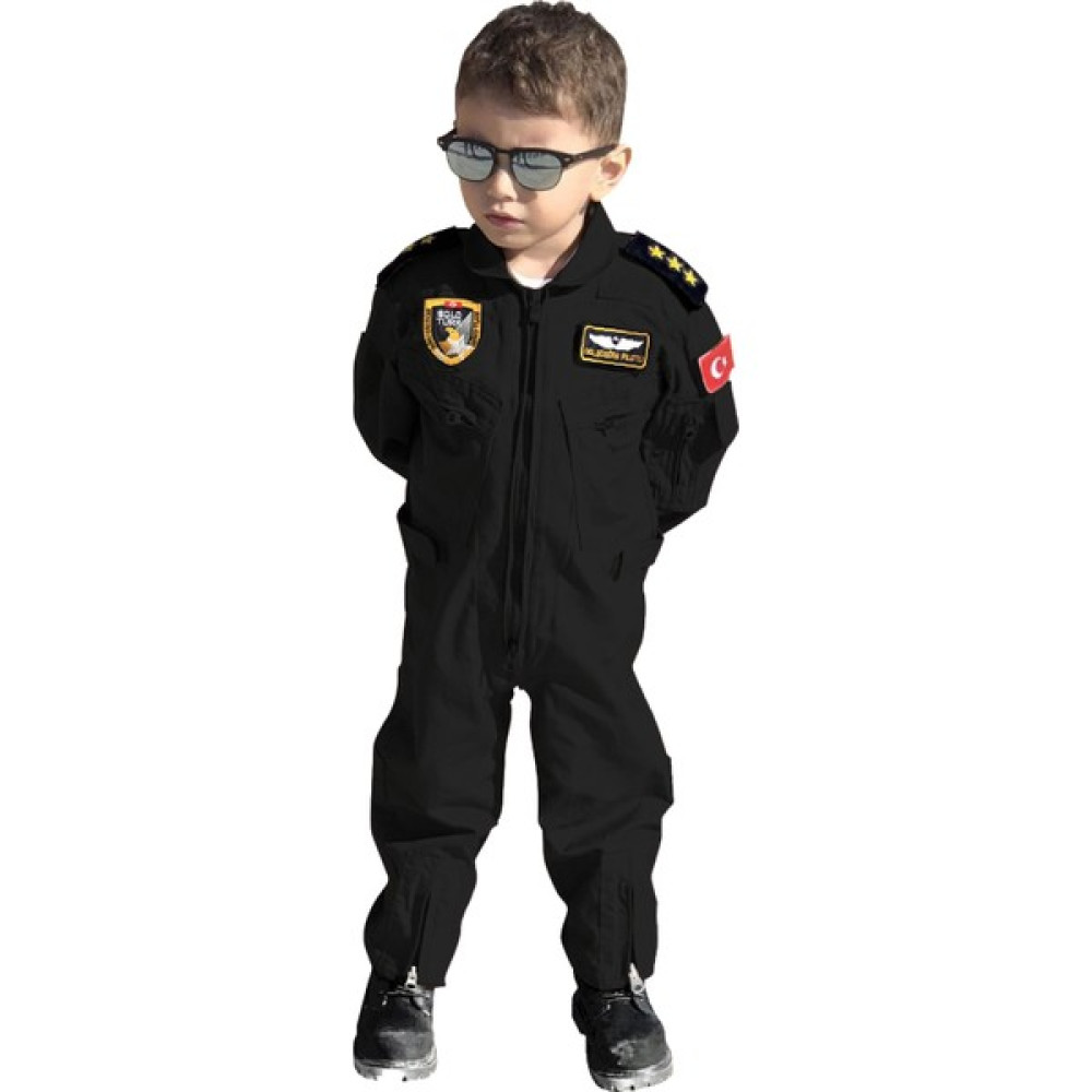 Fly Tshirt Çocuk Pilot Tulumu Siyah Erkek Çocuk Mont Fiyatı