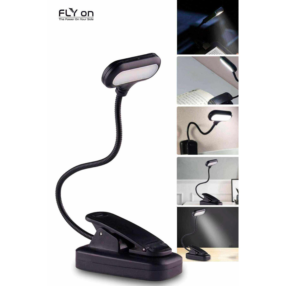 FLYON Klipsli Kitap Okuma Işığı Led Kitap Arası Okuma 3 Ledli Mandallı Lamba Beyaz Işık Masa Lambas-fnr100 Masa Lambası Fiyatı
