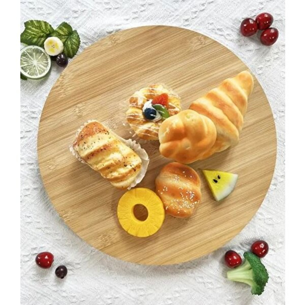 FM Home Fmhome Bambu Döner Standlı 36X36 cm Pizza Sunum Tahtası Mutfak Gereçleri Fiyatı