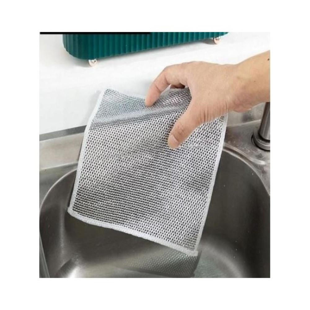 F&M Home Telli Bulaşık Bezi Ovma Teli Pratik Çizmez Bulaşık Süngeri Çok Amaçlı Temizlik Süngeri 2'li Paket - Açık Gri Diğer Fiyatı