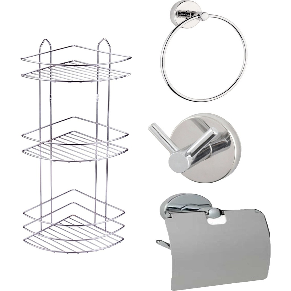 Fnd Home Banyo 3'lü Set Paslanmaz Krom Köşe Şampuanlık 3 Katlı - 21X51 Banyo Aksesuarları Fiyatı