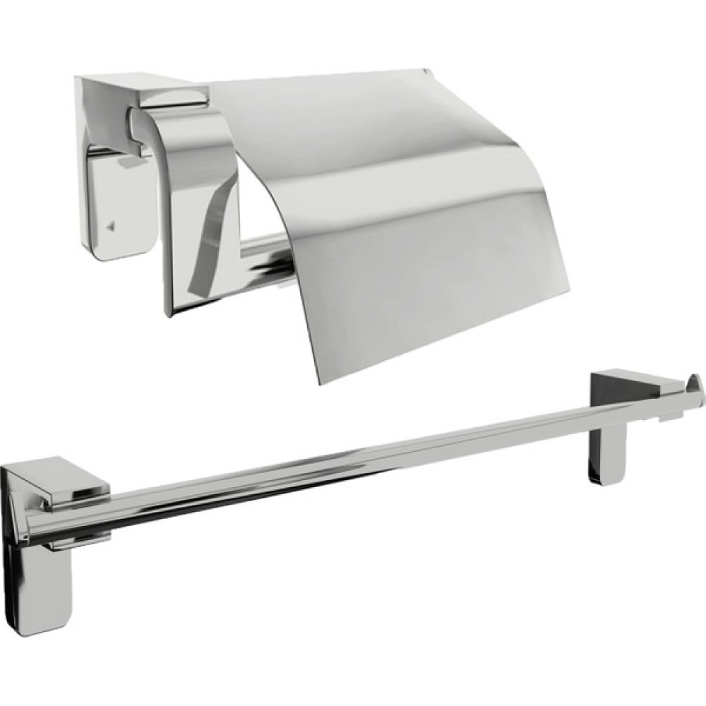 Fnd Home Paslanmaz Lux 2'li Banyo Set Kapaklı Kağıtlık Uzun Havluluk - Krom Banyo Aksesuarları Fiyatı