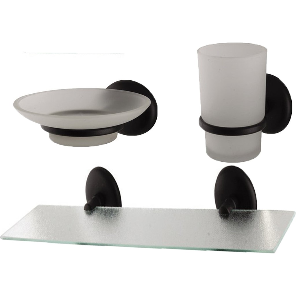 Fnd Home Siyah Banyo Aksesuarı Etejer Sabunluk Diş Fırçalık 3'lü Set Banyo Aksesuarları Fiyatı