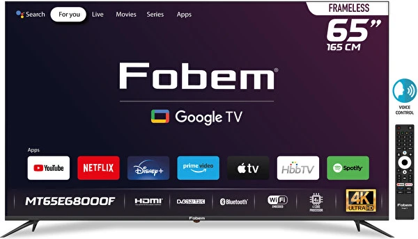 Fobem Mt65Eg8000F 4K Ultra HD 65" 165 Ekran Uydu Alıcılı Google Smart LED TV Televizyonlar Fiyatı