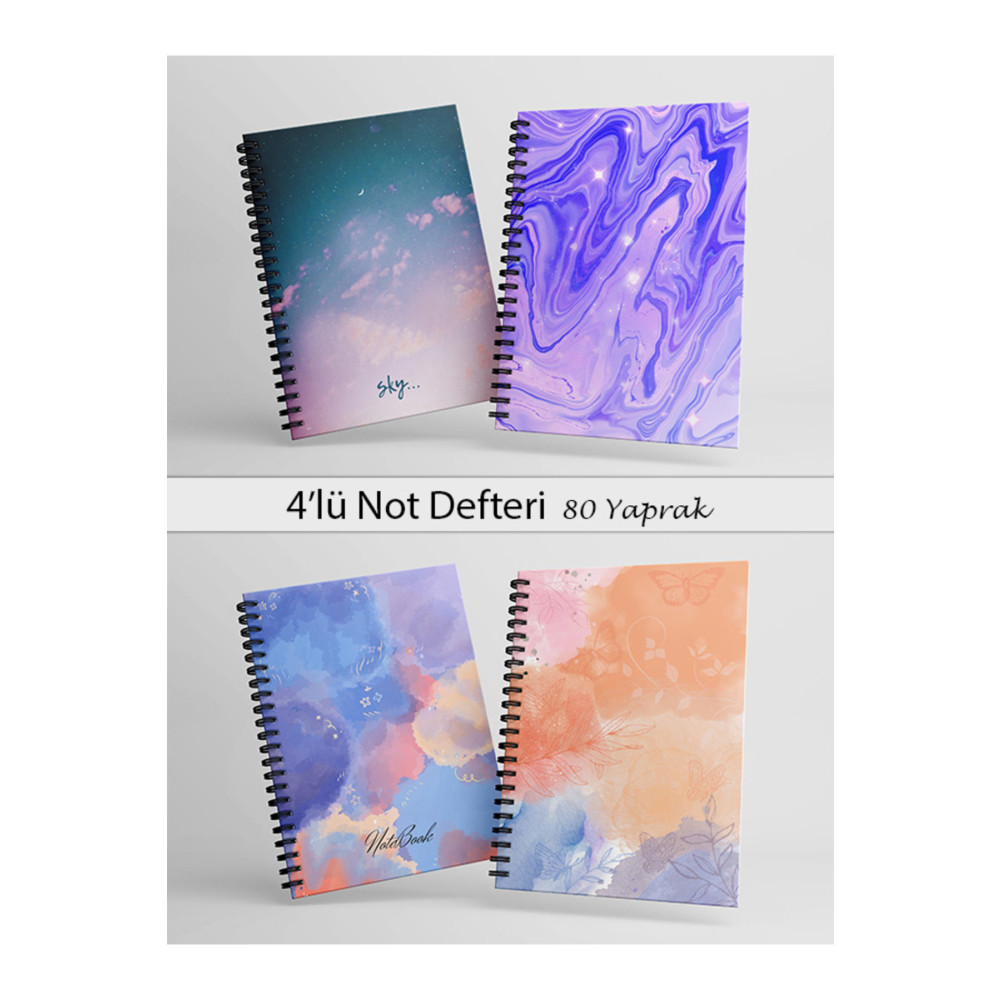 Fobinote Spiralli Okul Defteri 80 yaprak 4lü Set - A5 Boy Çizgili Defter Fiyatı
