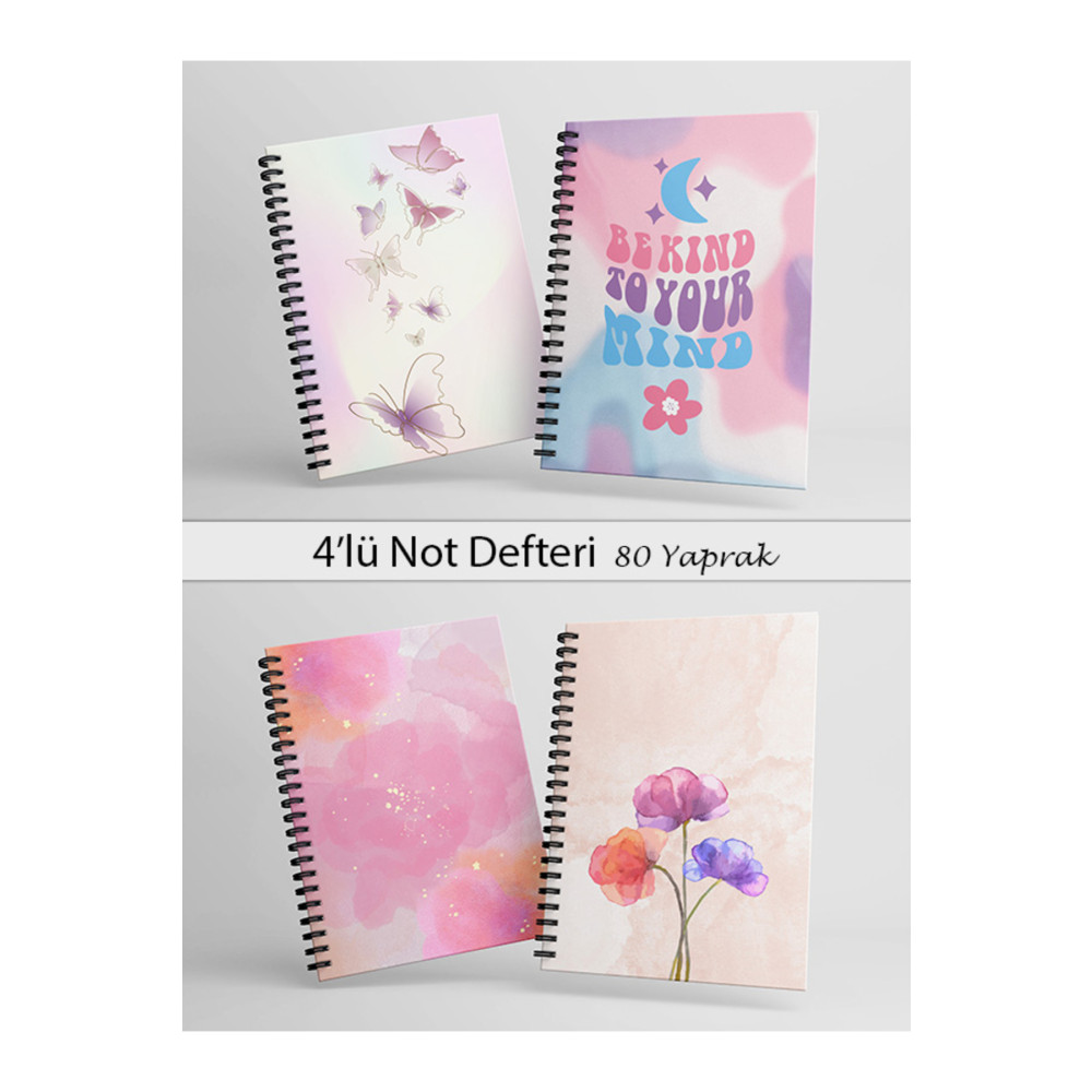 Fobinote Spiralli Okul Defteri 80 yaprak 4lü Set - A5 Boy Kareli Defter Fiyatı