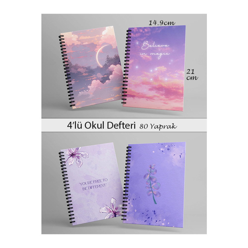 Fobinote Spiralli Okul Defteri 80 yaprak 4lü Set (magicset) - A5 Boy Çizgili Defter Fiyatı