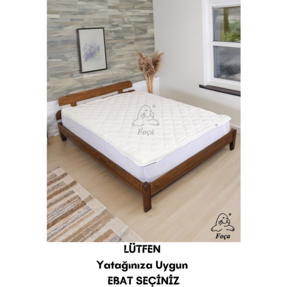 Foçatex Kuzu Yünü Dolgulu Pamuklu Kumaş Astar 4 Köşe Lastikli Kokusuz & Yıkanabilir Yatak Pedi ve Şiltesi - 60 x 120 cm - Beyaz Diğer Fiyatı