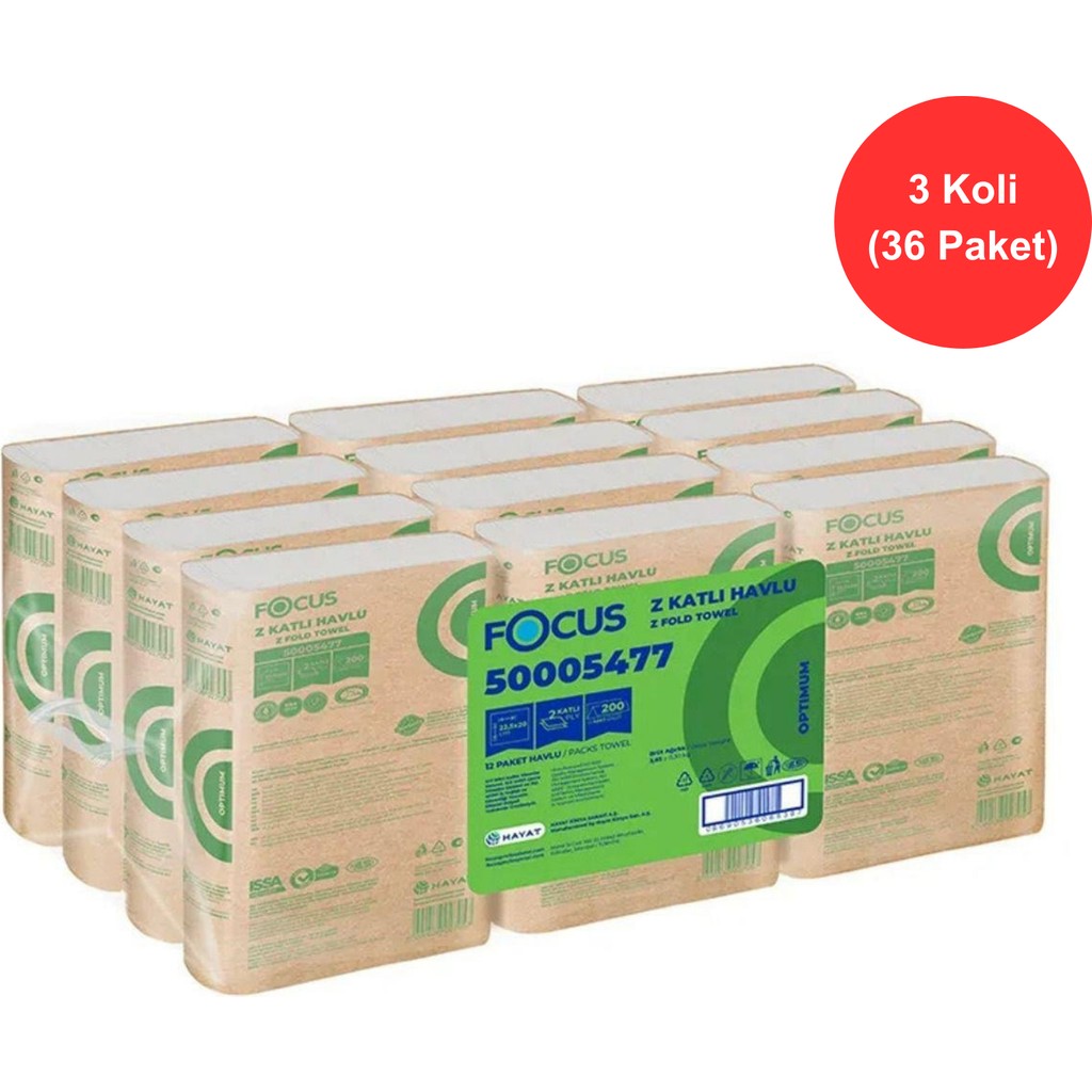 Focus Optimum Z Katlı Kağıt Havlu 22,5×20 cm – 200 Yaprak | 36 Paket (50005477) - Beyaz El / Yüz Havlusu Fiyatı