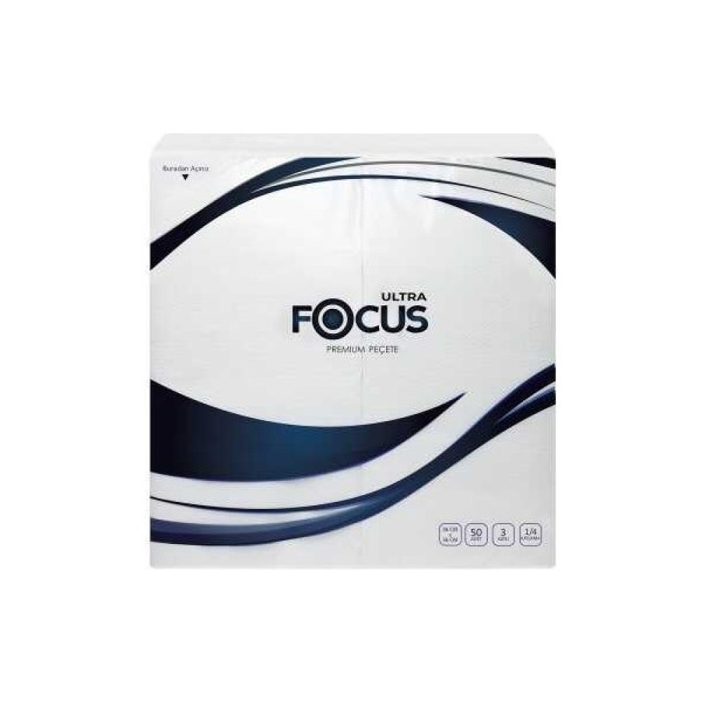 Focus Premium 1/4 Katlamalı Peçete - Üç Katlı - 50 Yaprak - 12 Paket - 36 cm x 36 cm - Beyaz Peçete Fiyatı