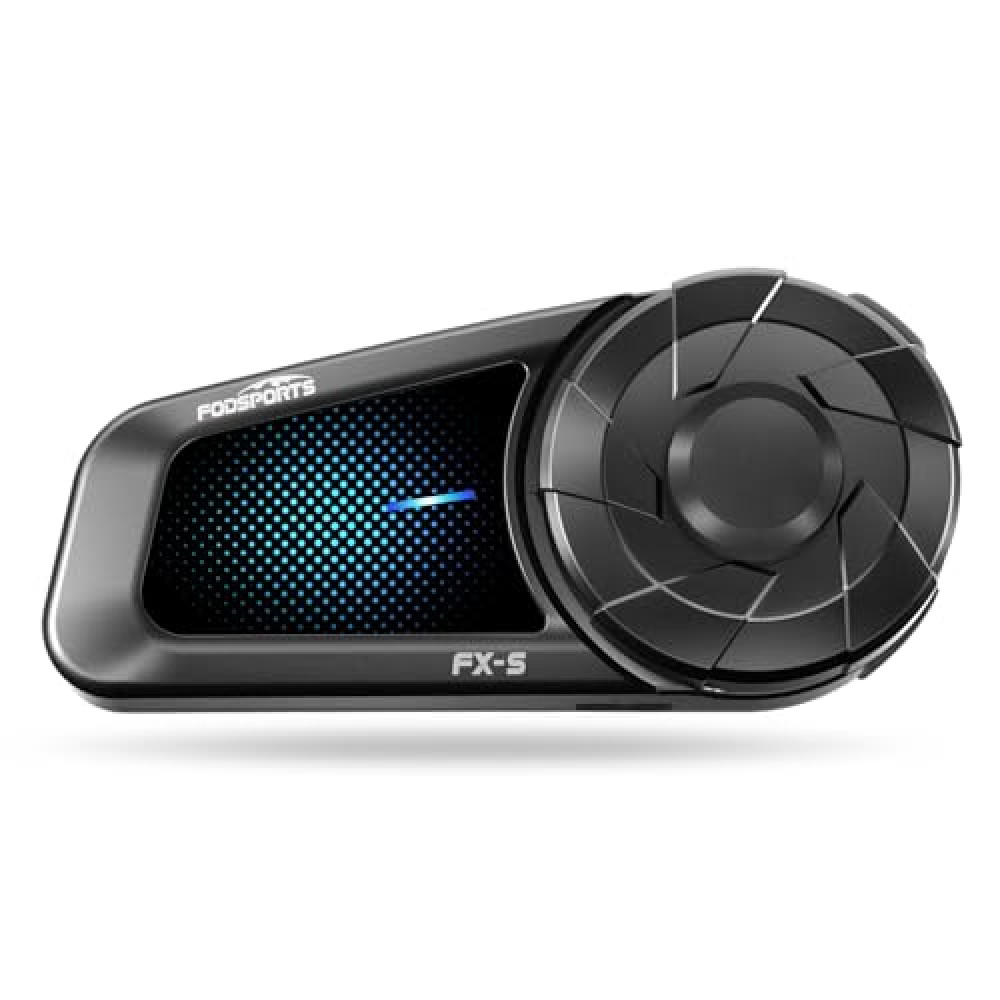Fodsports FX-S Motorcycle Bluetooth Headset V5.4, 2-Way Helmet Intercom Communication System with IP67 Waterproof, CVC Noise Cancellation, Hands-Free Music/Call, 2 Type Mics, Black