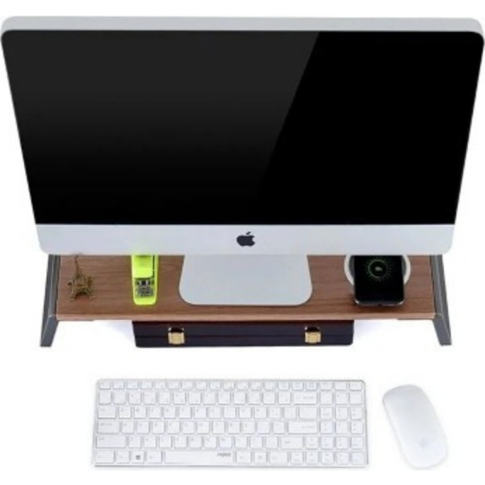 Fogy Apple iMac Uyumlu Masa Monitörü/dizüstü/laptop Standı Masa Yükseltici USB Şarj ile Yükleme 10KGS - Ahşap Rengi Monitör Aksesuarları Fiyatı