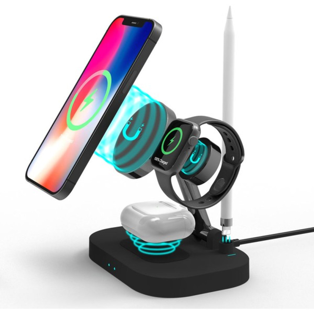 Fogy Katlanabilir 4 In 1 Kablosuz Şarj Standı iPhone & Airpods & Apple Watch & 1st Gen Pencil Şarj - Siyah Cep Telefonu Şarj Cihazı Fiyatı