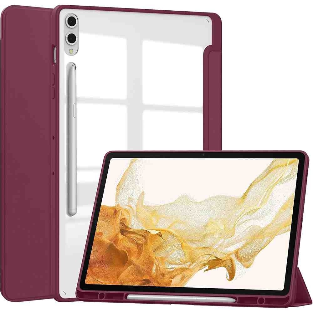 Fogy Samsung Galaxy Tab S10+/S9 Fe Plus Uyumlu Kılıf Üçgen Pen Charge Kalem Bölmeli Kapak - Mürdüm Tablet Kılıfı Fiyatı