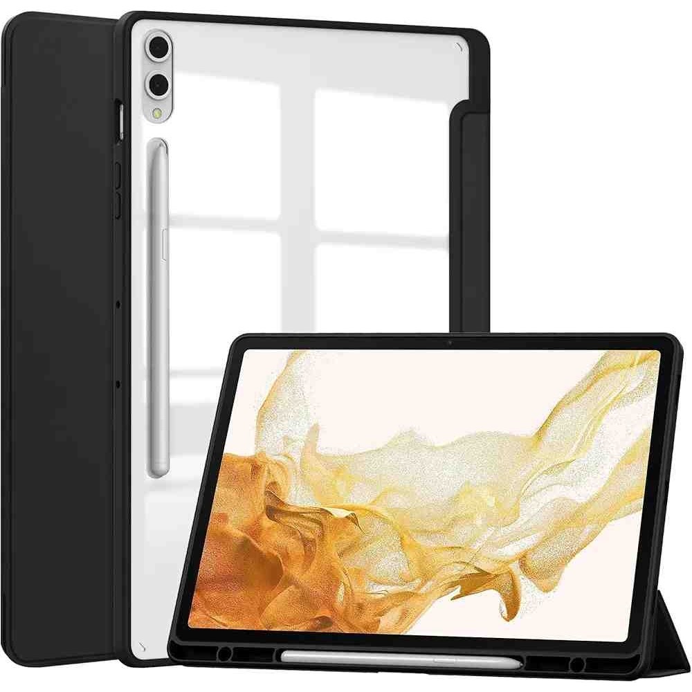 Fogy Samsung Galaxy Tab S10+/S9 Plus/s9 Fe Plus 12.4 Uyumlu Kılıf Üçgen Pen Charge Kalem Bölmeli Kapak - Gri - Siyah Tablet Kılıfı Fiyatı