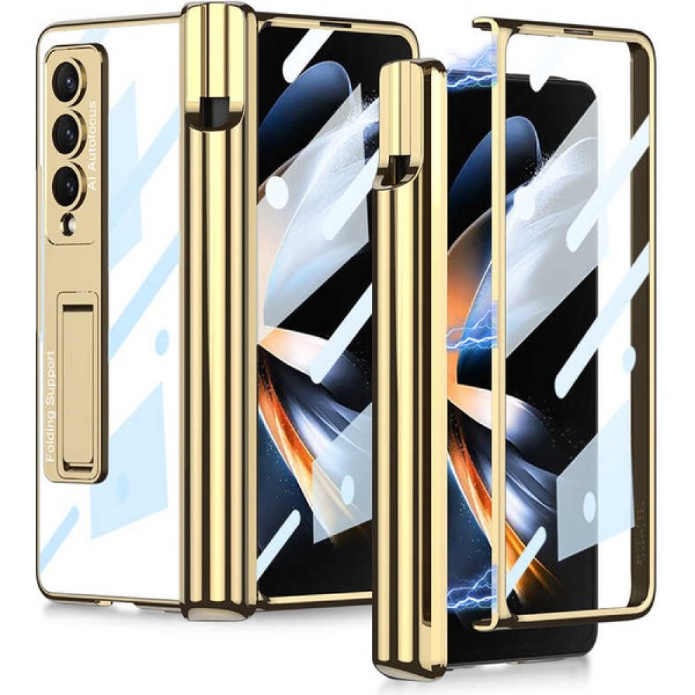 Fogy Samsung Galaxy Z Fold 4 Kılıf Kasa ve Ekran Koruyucu 360 Tam Koruma Kapak+Kalem Bölmeli - Gold Cep Telefonu Kılıfı Fiyatı