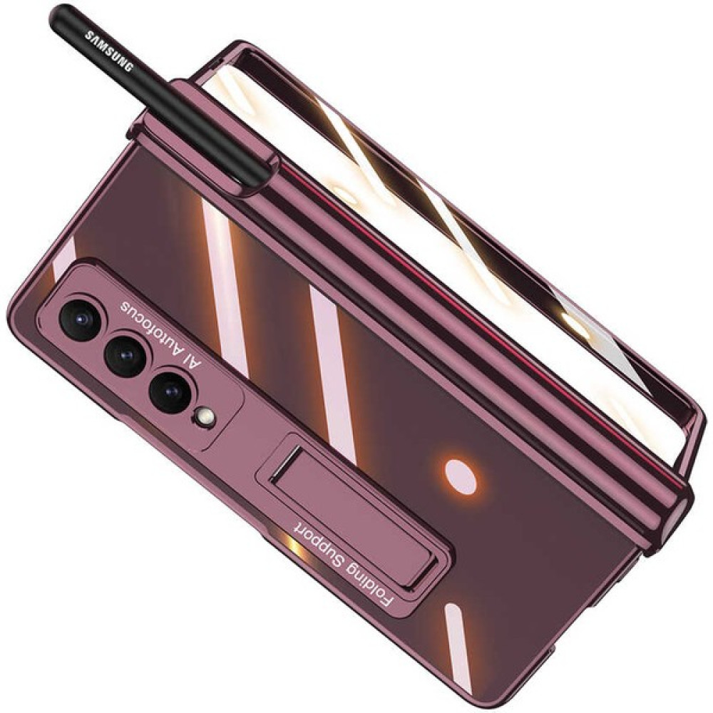 Fogy Samsung Galaxy Z Fold 4 Kılıf Kasa ve Ekran Koruyucu 360 Tam Koruma Kapak+Kalem Bölmeli - Mürdüm Cep Telefonu Kılıfı Fiyatı