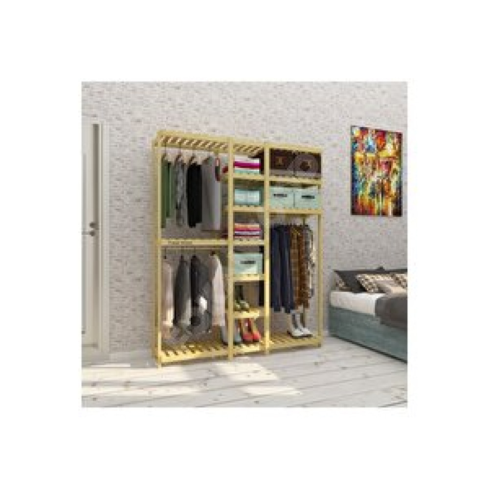 Fokai Wood Espejo - Açık Ahşap Gardırop - Tornavida Matkap Usta Gerekmez Gardrop & Dolap Fiyatı