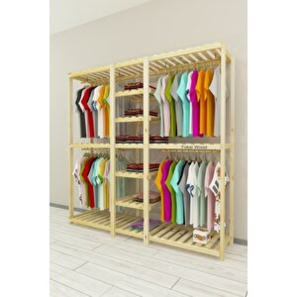 Fokai Wood Grande Quatro Açık Ahşap El Yapımı Elbise Dolabı Gardrop & Dolap Fiyatı