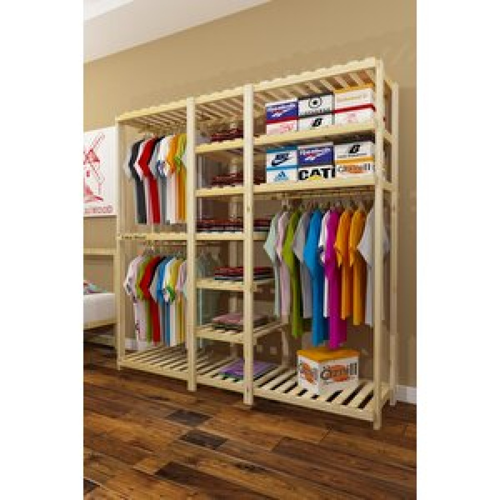 Fokai Wood Grande Tres Espejo - Açık Ahşap Elbise Dolabı Gardrop & Dolap Fiyatı