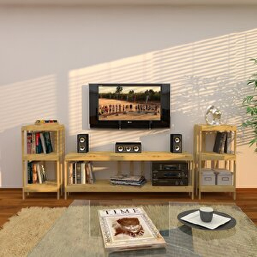 Fokai Wood  Midia Mini - Açık Ahşap Medya Ünitesi Ve Kitaplık Tv Ünitesi / Sehpası Fiyatı