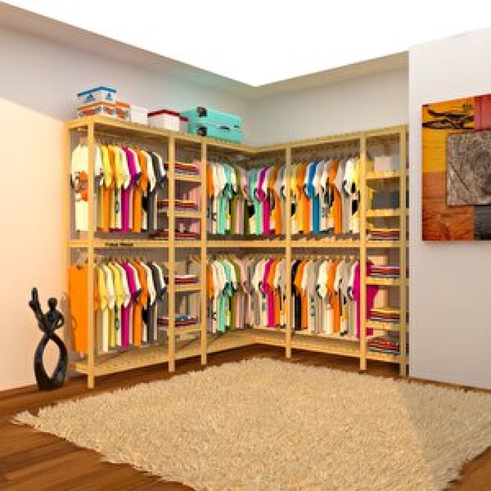 Fokai Wood  Nove - Açık Ahşap Gardırop Raf Sistemi Gardrop & Dolap Fiyatı