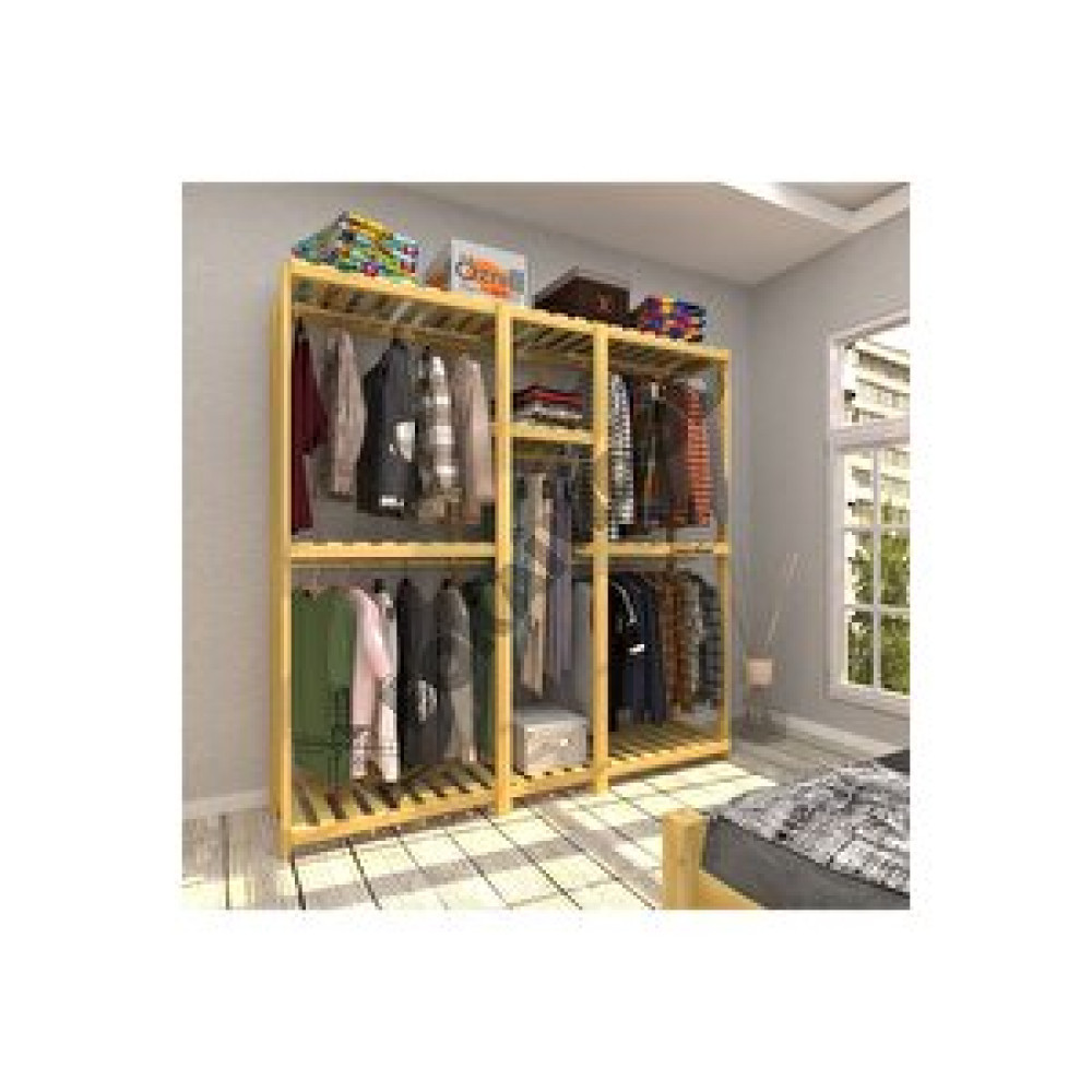 Fokai Wood Reinha - Açık Ahşap Elbise Askısı Raf Sistemi Gardırop Gardrop & Dolap Fiyatı