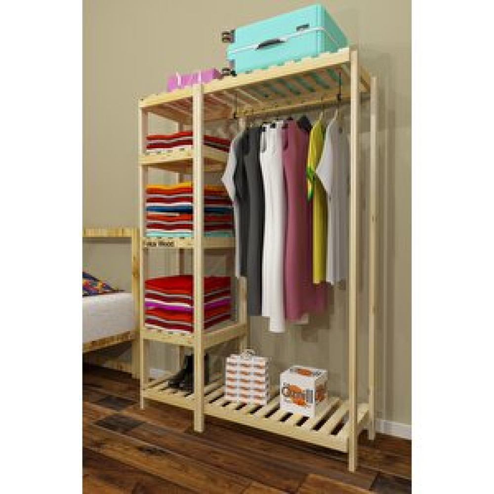 Fokai Wood  Solo - Açık Ahşap El Yapımı Elbise Dolabı Bebek Odası Gardırop Fiyatı