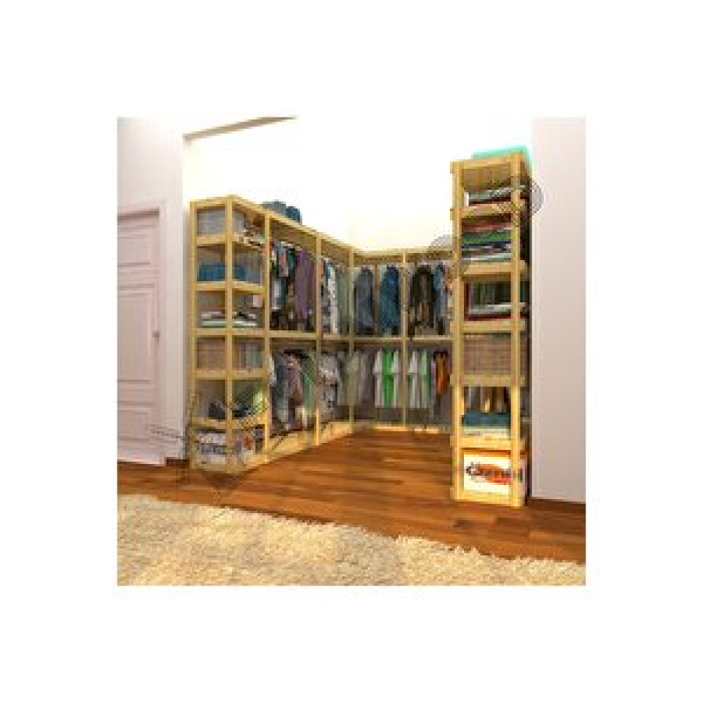 Fokai Wood Tudo - Açık Ahşap Giyisi Odası Raf Sistemi Gardrop & Dolap Fiyatı