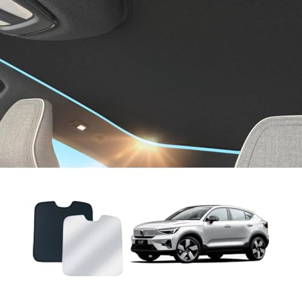 Foldable Roof Sunshade Compatible for Volvo c40 Recharge 2021-present ec40 Accessories Upgraded Heat Reflective Car Interior Window Sunroof Sun Shade (Black)