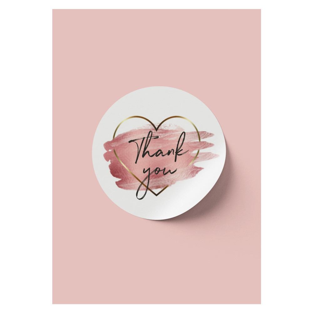 Foldart Kuşe Sticker Paketleme & Kargo Etiketi (4x4cm) 70 Adet - Thank You- Kalp Hediyelik Eşya Fiyatı