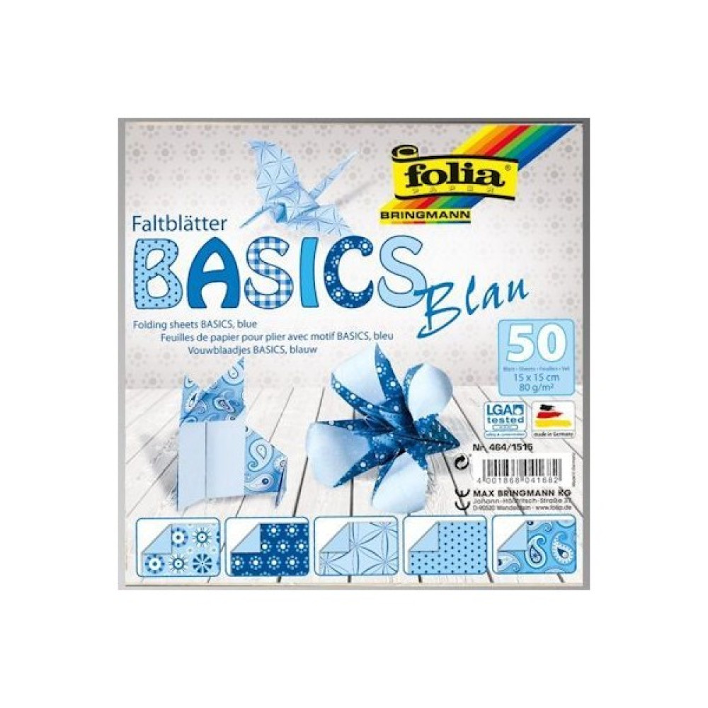 Folia Origami Kağıdı 5 Desen 50 Adet Kağıt 15 X 15 cm - Mavi Yardımcı Malzeme Fiyatı