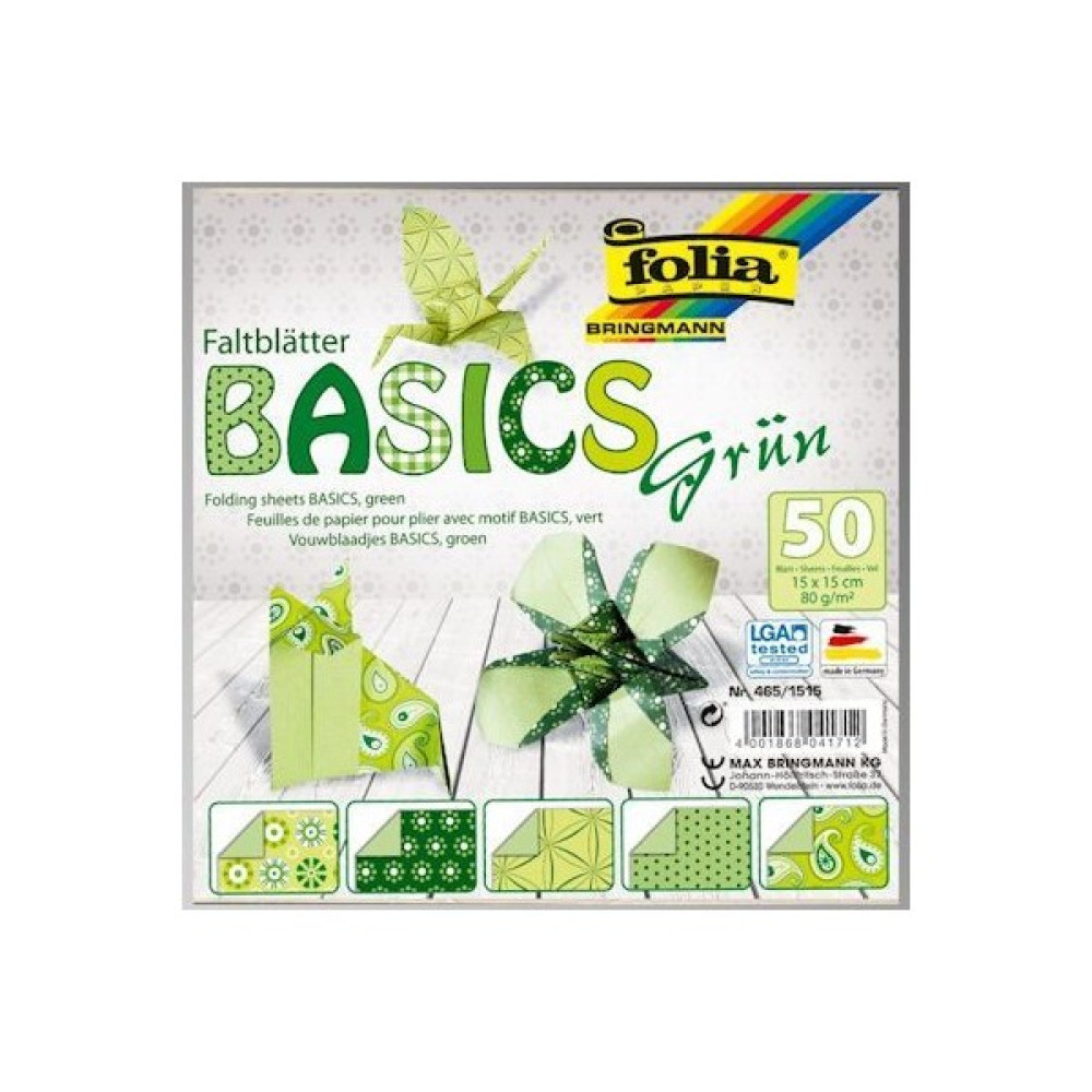 Folia Origami Kağıdı 5 Desen 50 Adet Kağıt Yeşil 15 X 15 cm Yardımcı Malzeme Fiyatı