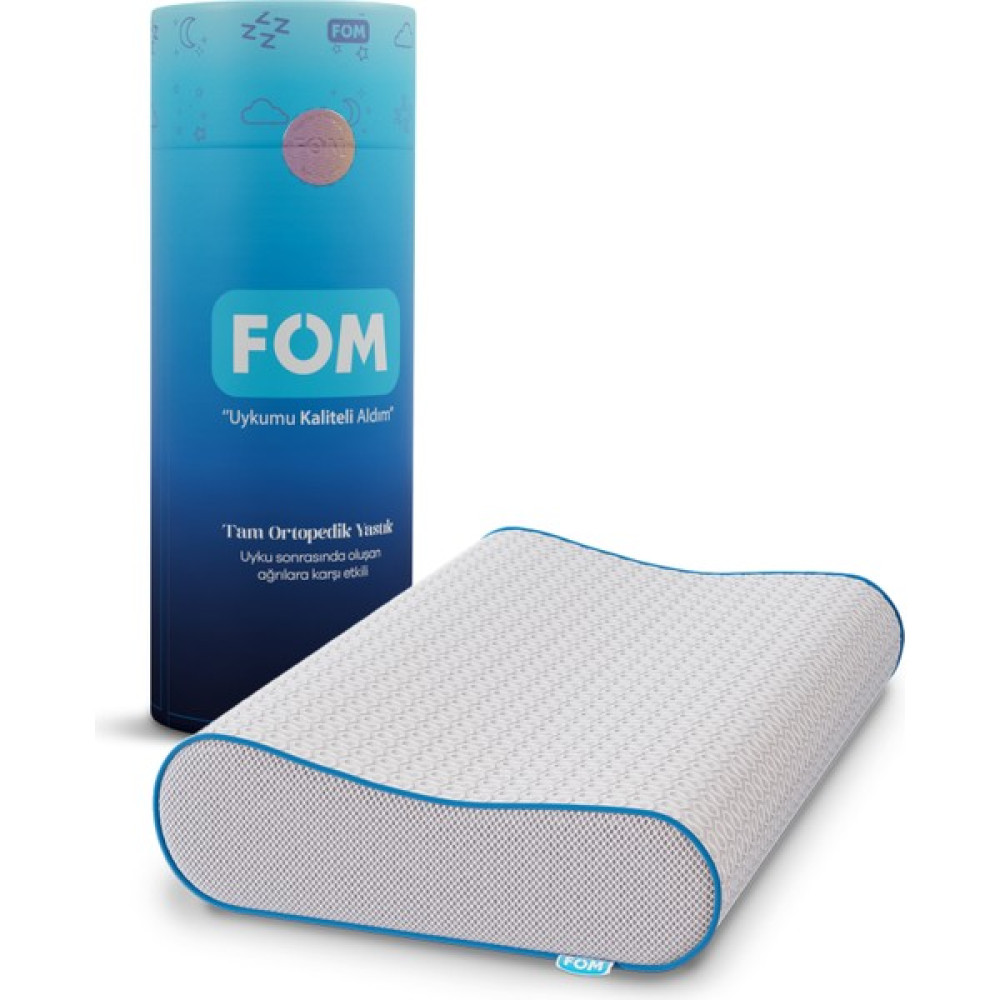 FOM Flex Tam Ortopedik Visco Boyun Destekli Uyku Yastık 60 x 40 x 14/11 - 60 x 40 cm - Beyaz Yastık Fiyatı