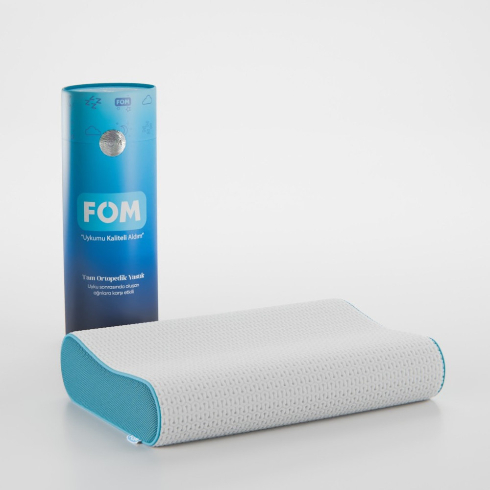 FOM Flex Tam Ortopedik Visco Konforlu Uyku Yastık, Ortopedik, 60 X 40 X 14/11, Açık Mavi - 60 x 40 cm Yastık Fiyatı