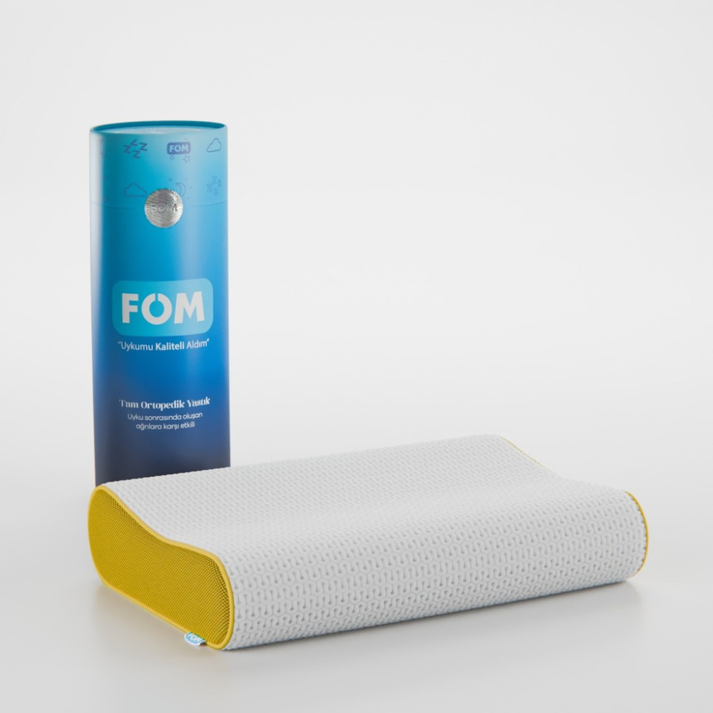 FOM Flex Tam Ortopedik Visco Konforlu Uyku Yastık, Ortopedik, 60 X 40 X 14/11, Sarı - 60 x 40 cm Yastık Fiyatı