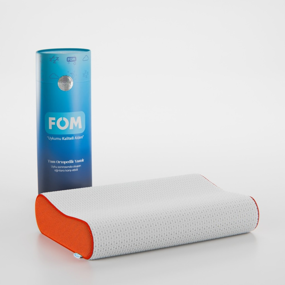 FOM Flex Tam Ortopedik Visco Konforlu Uyku Yastık, Ortopedik, 60 X 40 X 14/11, Turuncu - 60 x 40 cm Yastık Fiyatı