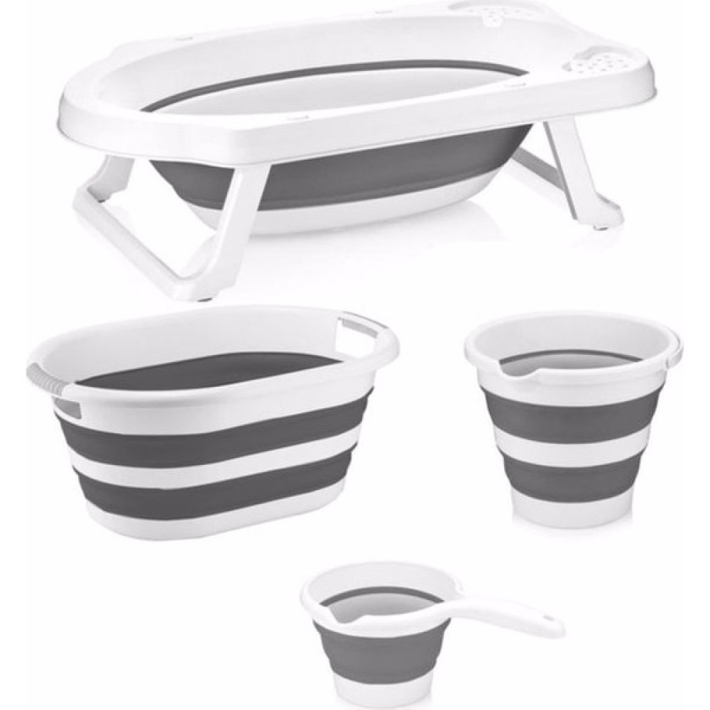 Fom Home Hobby Life Coolbaby Hobbylife Katlanabilir Küvet 4 In 1 Set - Beyaz - Gri Bebek Banyo Küveti Fiyatı
