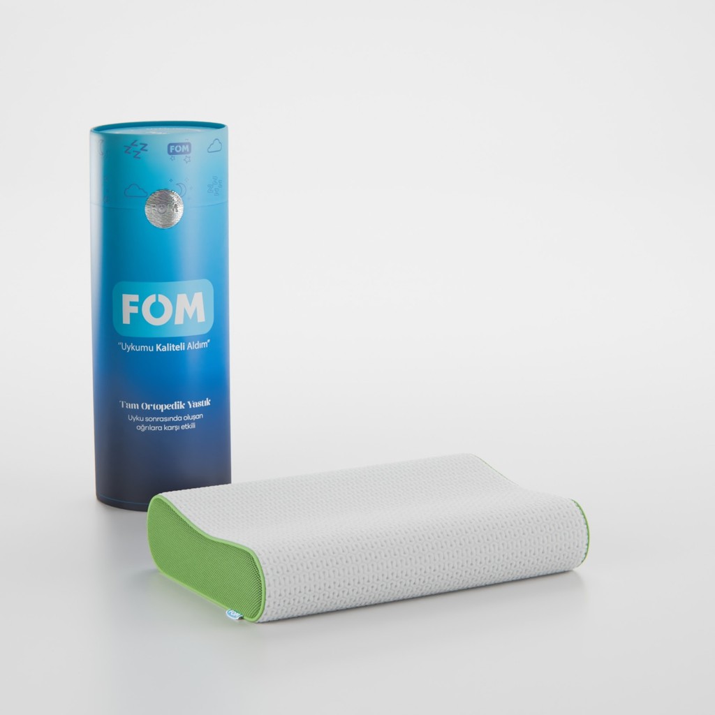 FOM Mini Flex Visco Çocuk Ve Seyahat Uyku Yastık, Ortopedik, 50 X 30 X 11/9, Yeşil - 50 x 30 cm Yastık Kılıfı Fiyatı