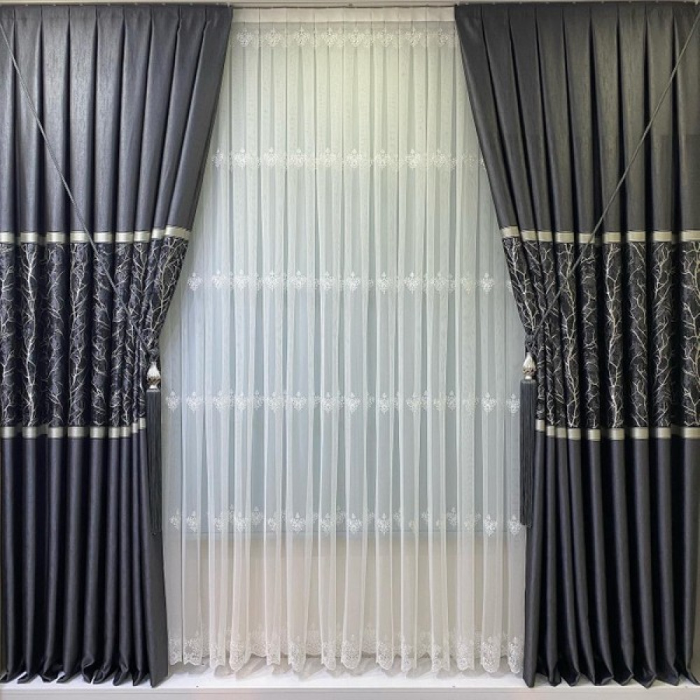 Fon Dünyası Pano Fon Perde Antrasit Gümüş (Tek Kanat) - 100 x 270 cm Fon Perde Fiyatı