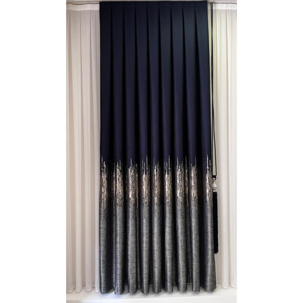Fon Dünyası Pano Fon Perde Lacivert Gri (Tek Kanat) - 80 x 250 cm - Gri - Lacivert Fon Perde Fiyatı