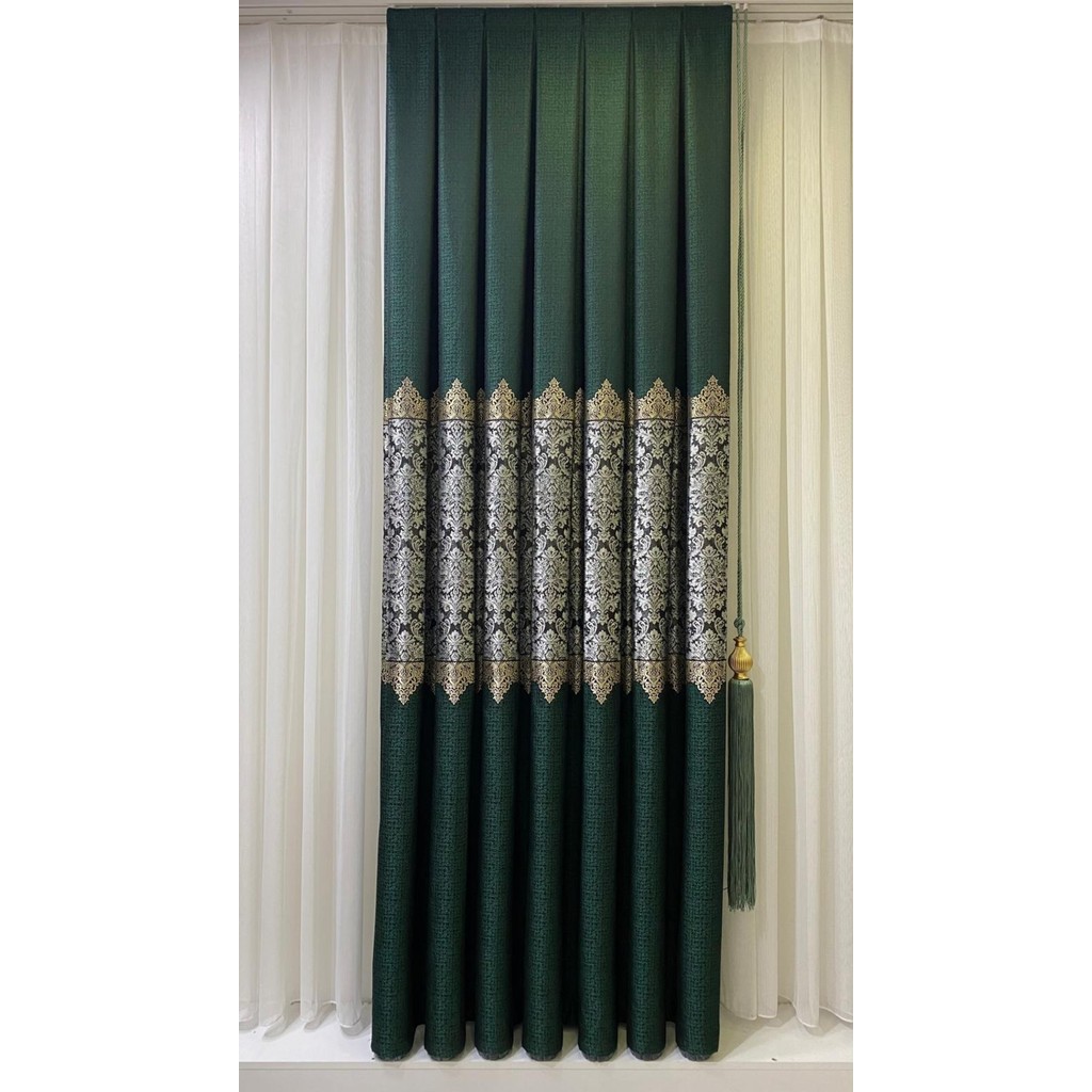 Fon Dünyası Pano Fon Perde Zümrüt Yeşili Gümüş (Tek Kanat) - 90 x 250 cm Perde Fiyatı